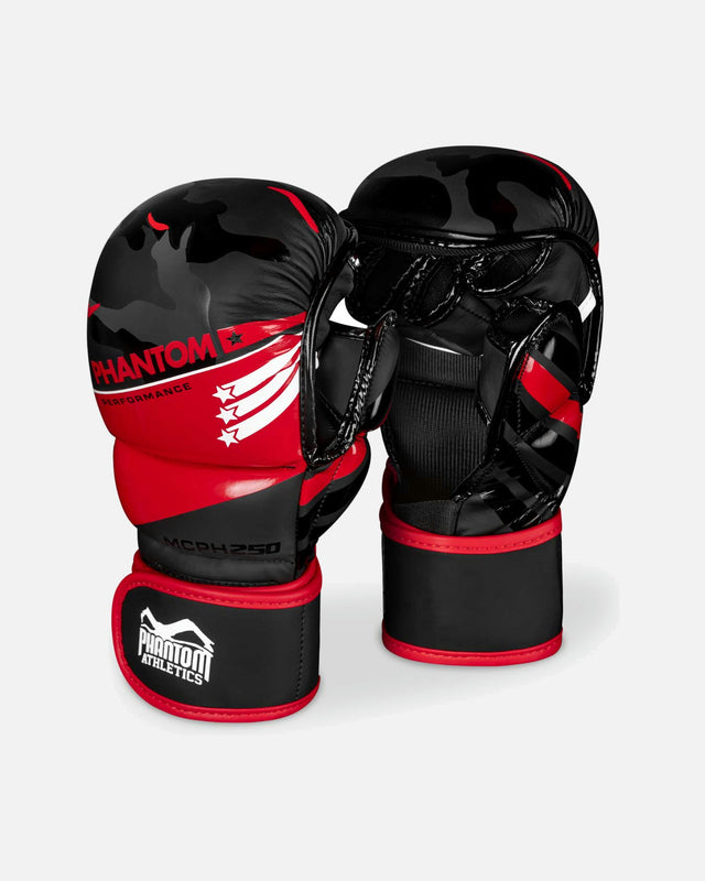 Phantom Athletics MMA-handsker Raider - Rød/Sort Camo
