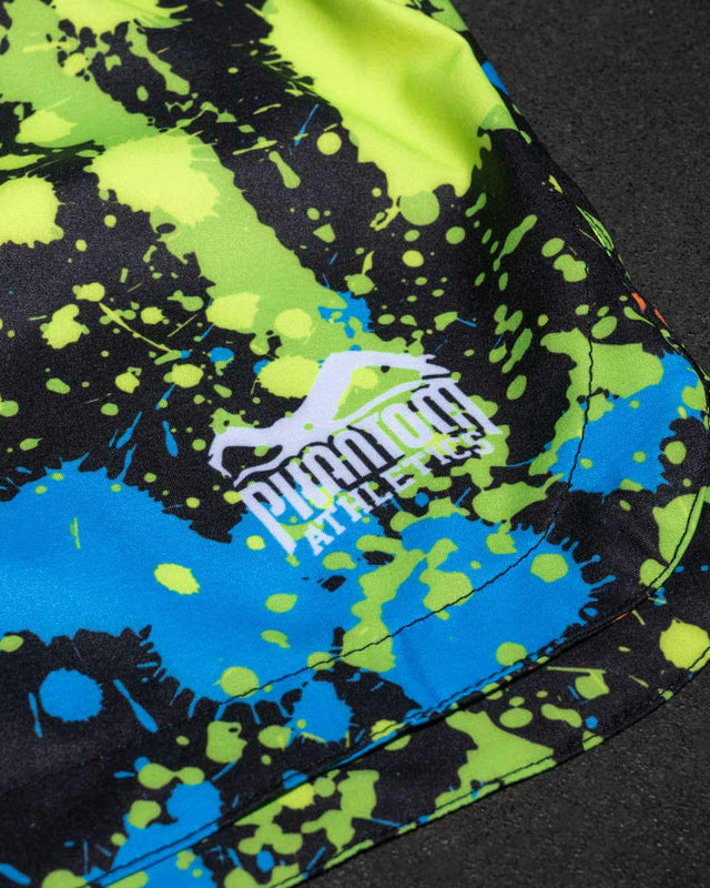 Phantom Athletics MMA-shorts Fusion Splatter – Sort/Neon