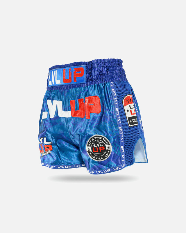 Shorts de Muay Thai LVL UP Stadium – Bleu