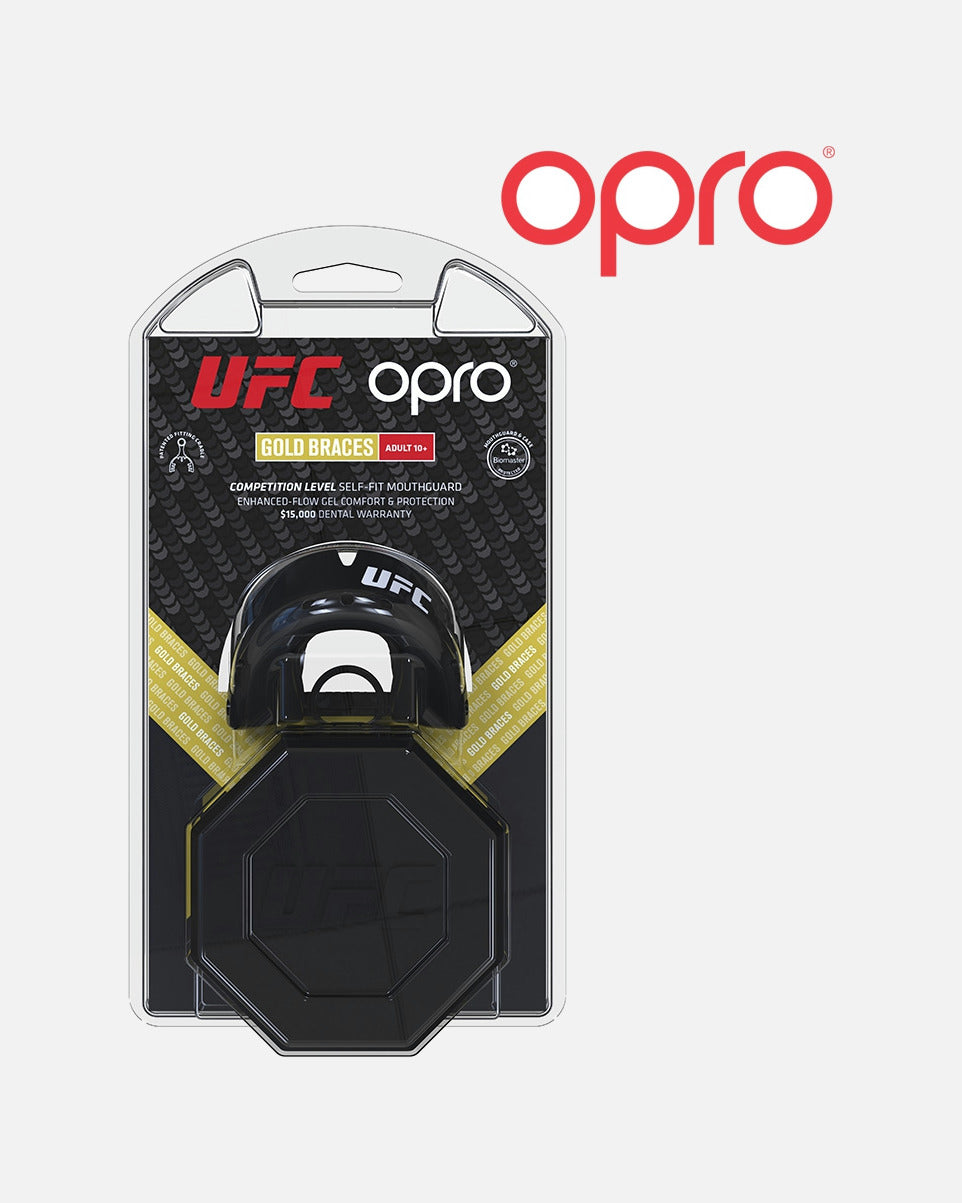 Paradenti OPRO Gold Braces – Nero