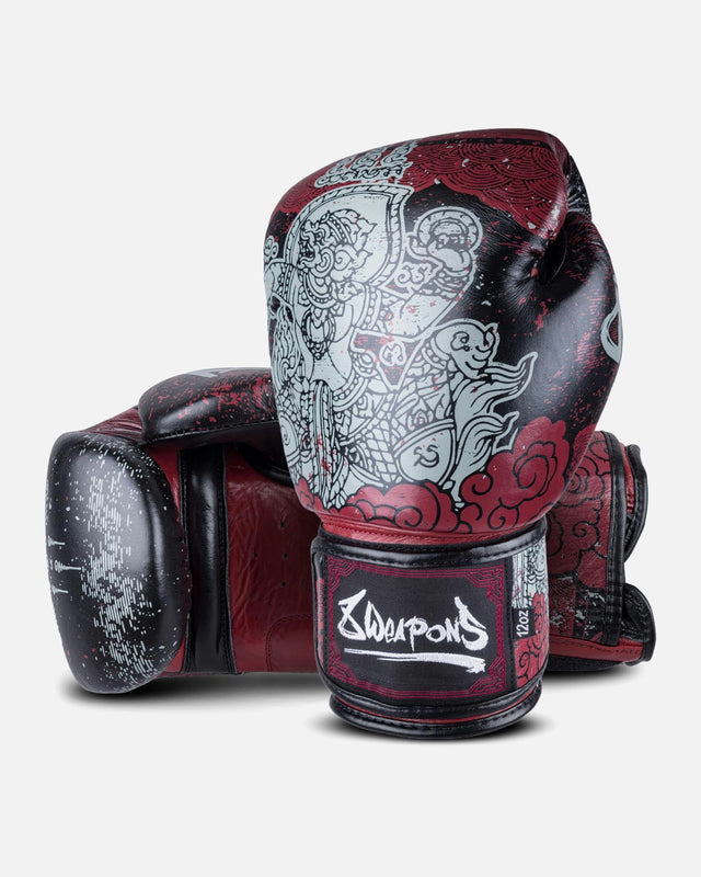 8 WEAPONS Boksehandsker Hanuman Yant - Sort/Rød