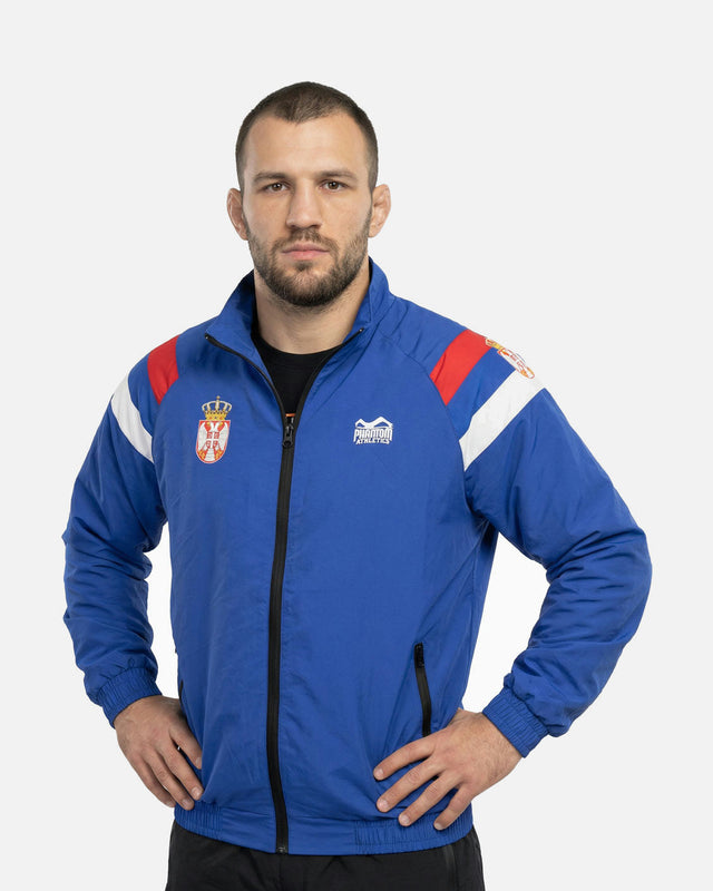 Phantom Athletics Tréninková bunda DMC Team Serbia – Modrá/Červená/Bílá