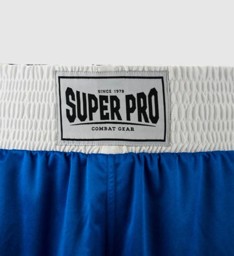 Shorts de boxe Super Pro Club – Bleu/Blanc