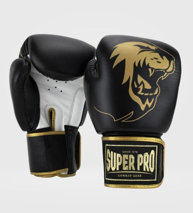 Super Pro Boxningshandskar Warrior – Svart/Guld/Vit – Boxningshandskar