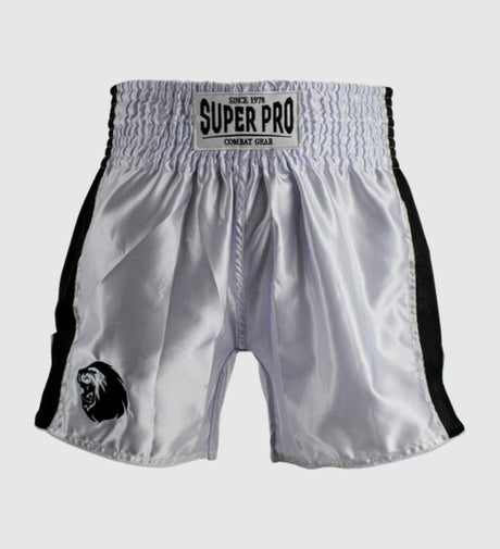 Shorts de kickboxing Super Pro Brave – Blanc/Noir
