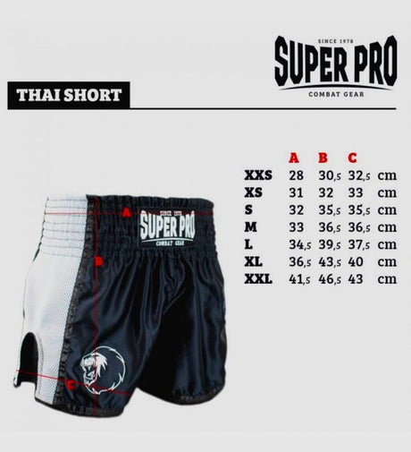 Shorts de kickboxing Super Pro Brave – Blanc/Noir