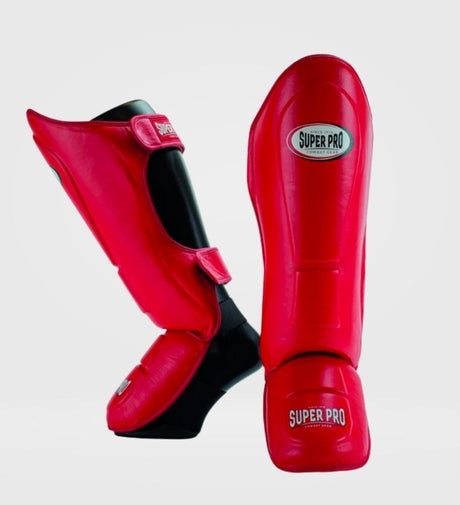Super Pro Shin guards Thai Pro Leather - Red - Shin guards