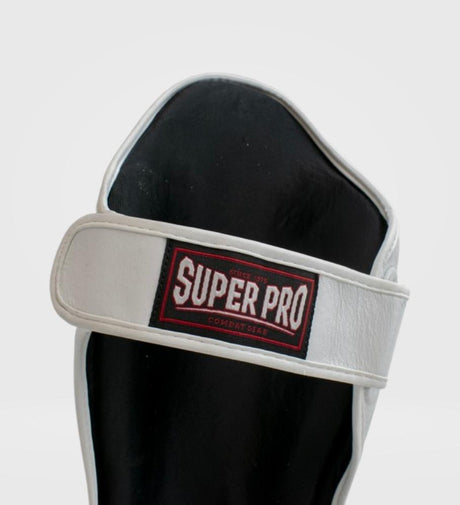 Protège-tibias Super Pro Kickboks Thai Pro Cuir – Blanc – Protège-tibias