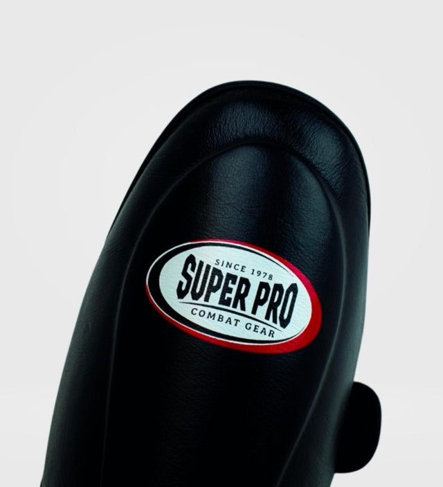 Espinilleras Super Pro Kickboks Thai Pro Piel – Negro – Espinilleras