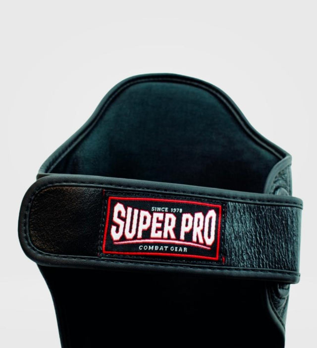 Espinilleras Super Pro Kickboks Thai Pro Piel – Negro – Espinilleras
