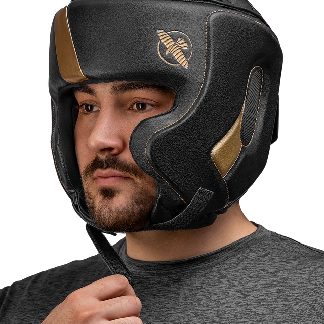 Hayabusa Hovedbeskytter T3 med kindbeskyttelse - Sort/Guld
