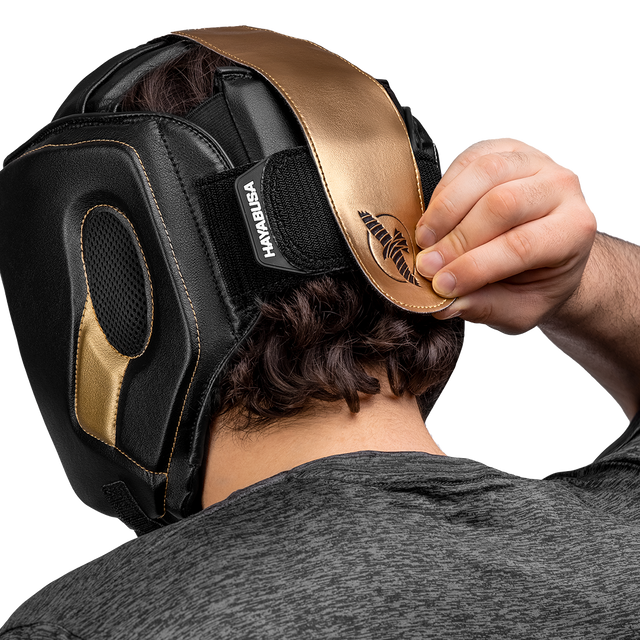 Hayabusa Hovedbeskytter T3 med kindbeskyttelse - Sort/Guld